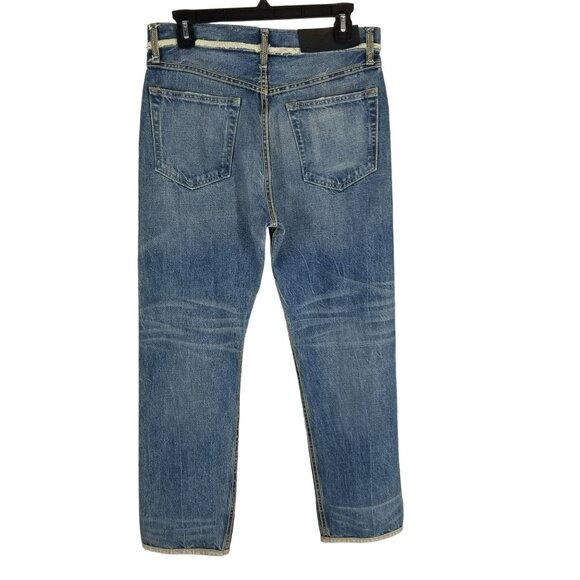 NWT Helmut Lang Inside Out Oversized Boyfriend Jeans Blue Denim White Pockets - Picture 6 of 14